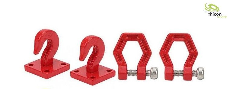 Metal hook and hexagon shackle set, red