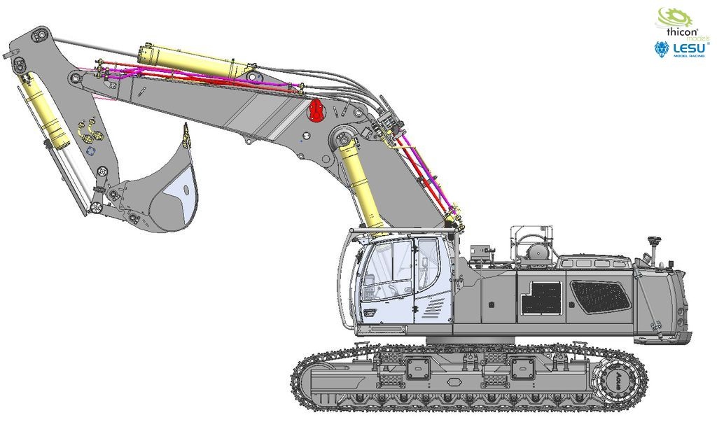 1:14 Tieflöffel-Bagger L960R gelb/weiß, ARTR aufgebaut