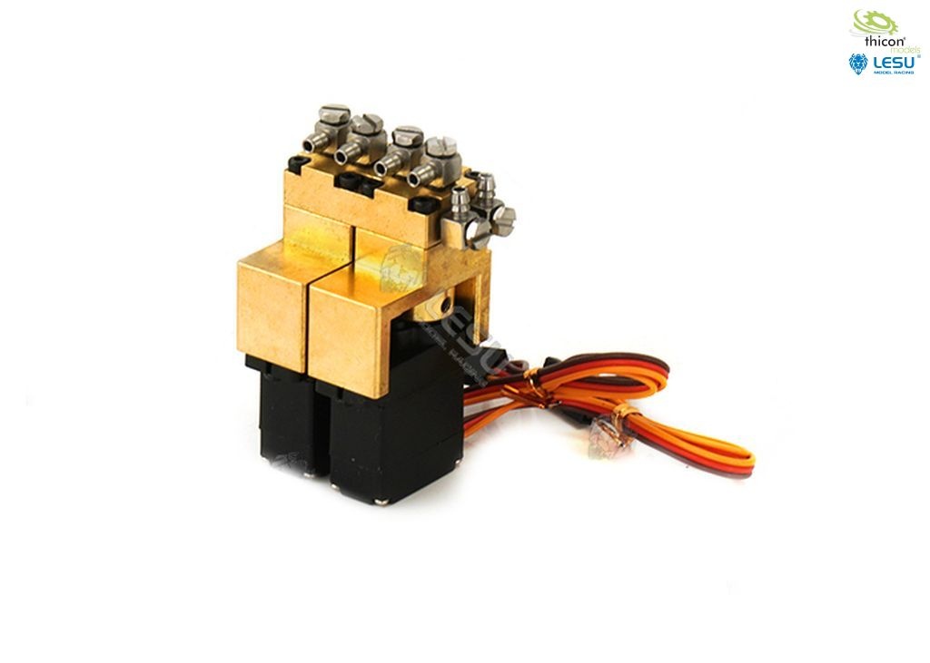 Hydraulic control valve 2-way brass with 12mm mini servos